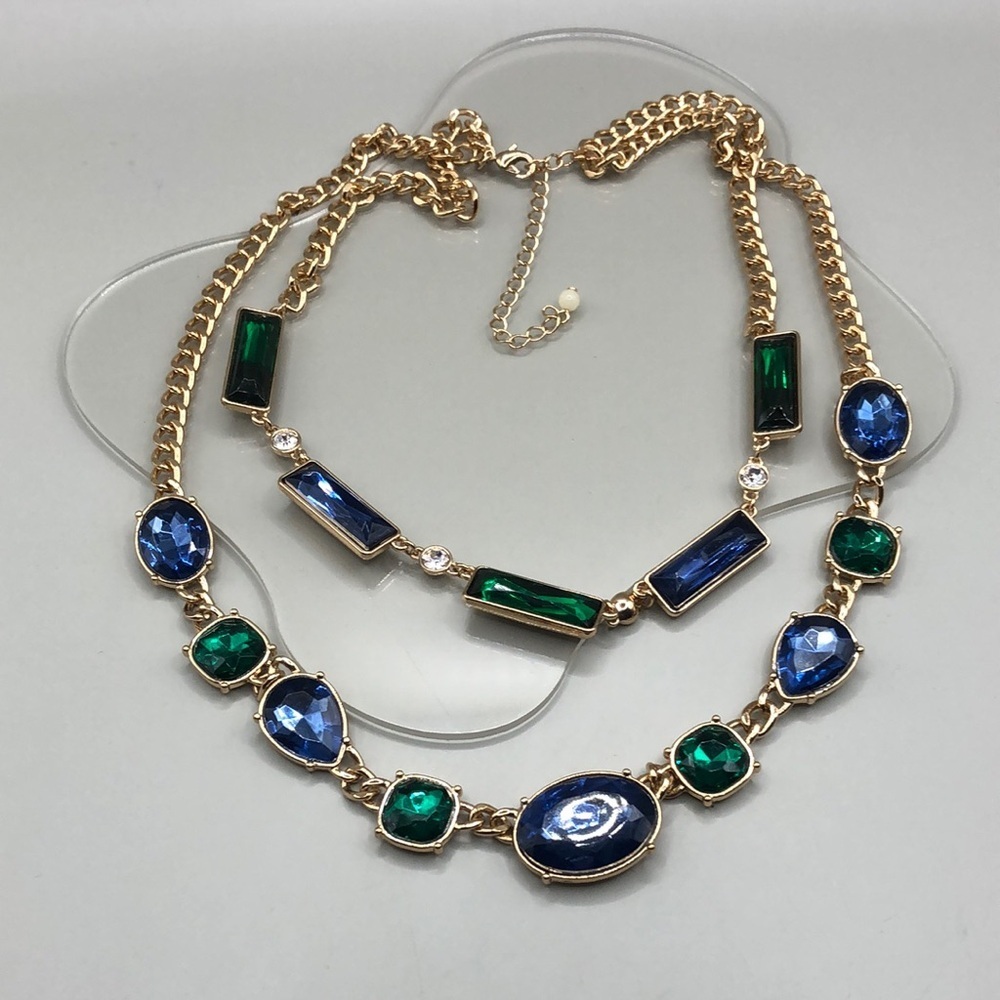 Avon, Nina Ricci (nrq)  bejeweled layered colorful chain necklace dressy costume